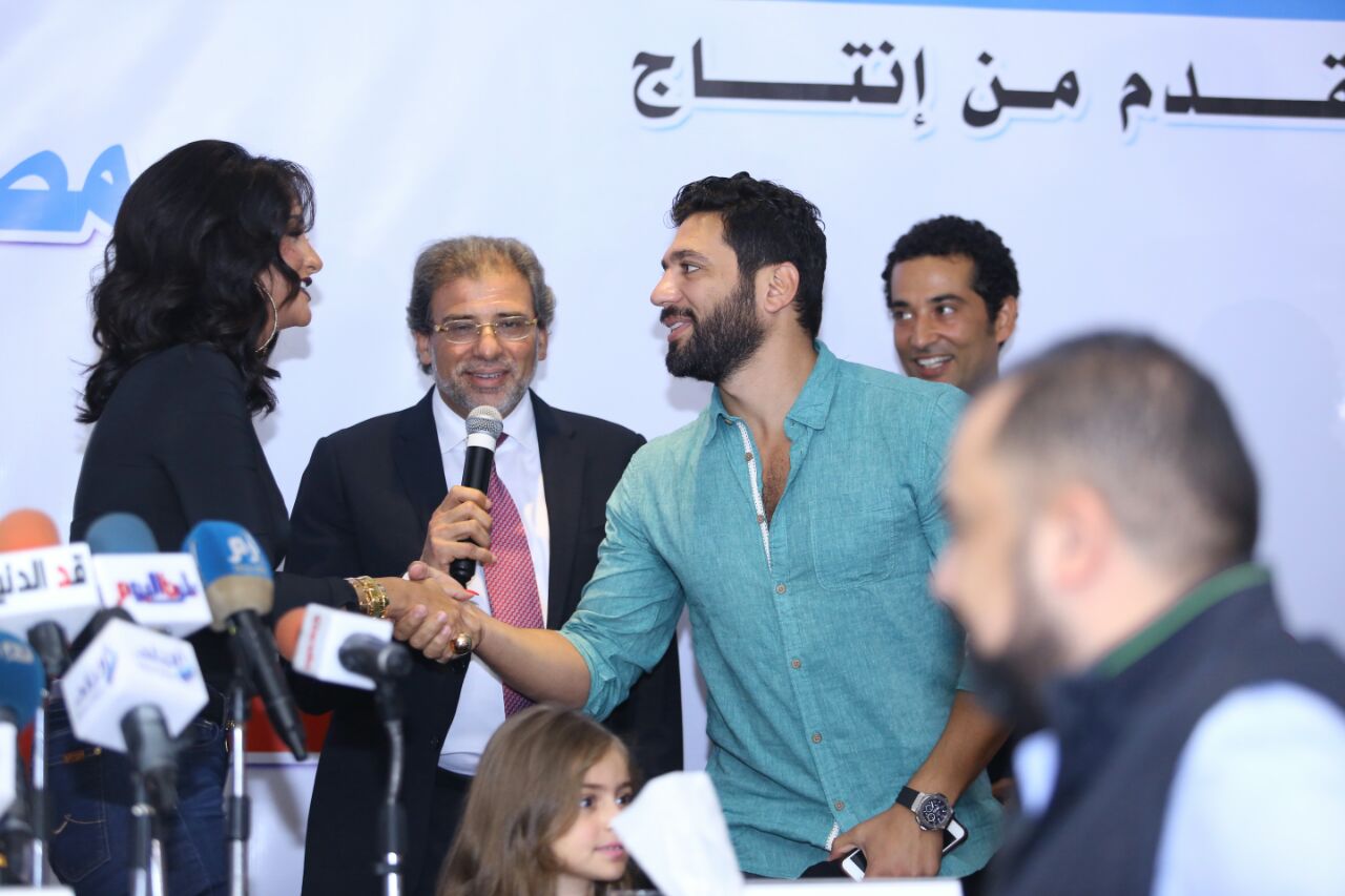خالد يوسف مع حسن الرداد وغادة عبد الرازق