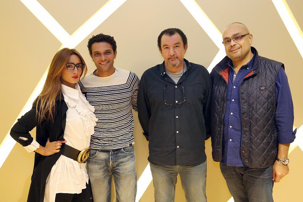 زينة مع المخرج خالد مرعى واسر ياسين والمنتج وليد مصطفى