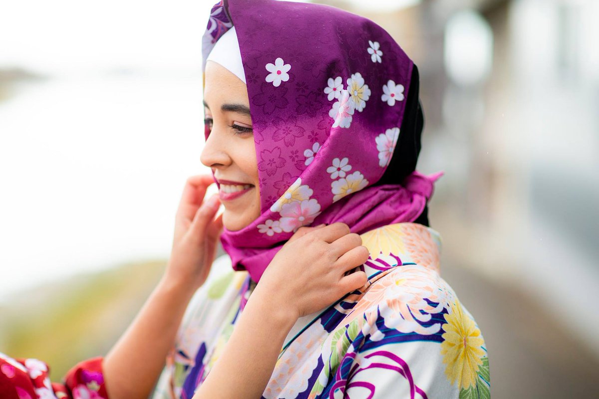 الحجاب بتصميمات مناسبة للكيمونو اليابانى