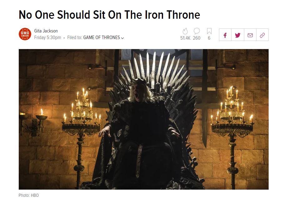 No One Should Sit On The Iron Throne
