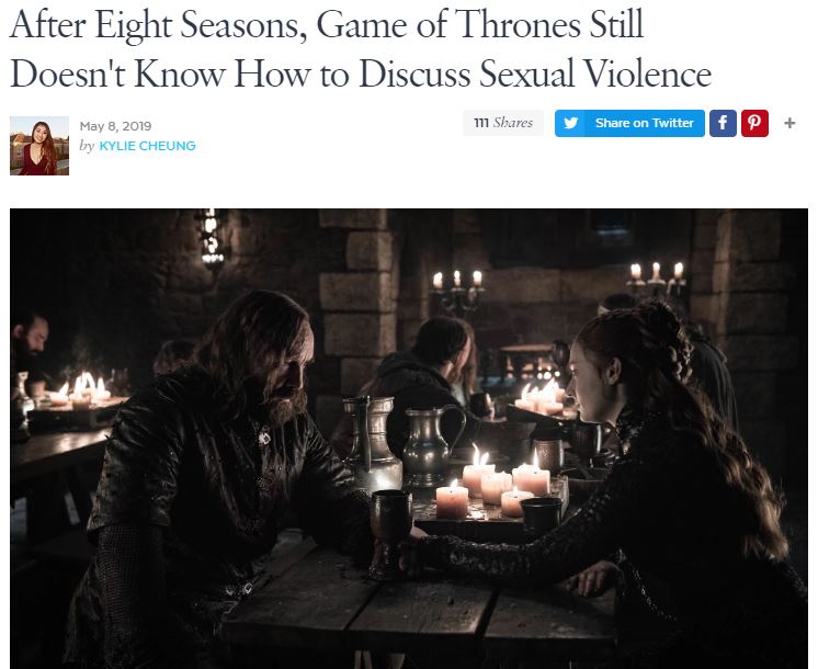 بعد 8 مواسم انتقادات لـ Game of Thrones بسبب تبرير العنف الجنسى