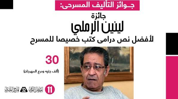 30 ألف جننيه قيمة جائزة التاليف المسرحي باسم الكاتب لينين الرملي