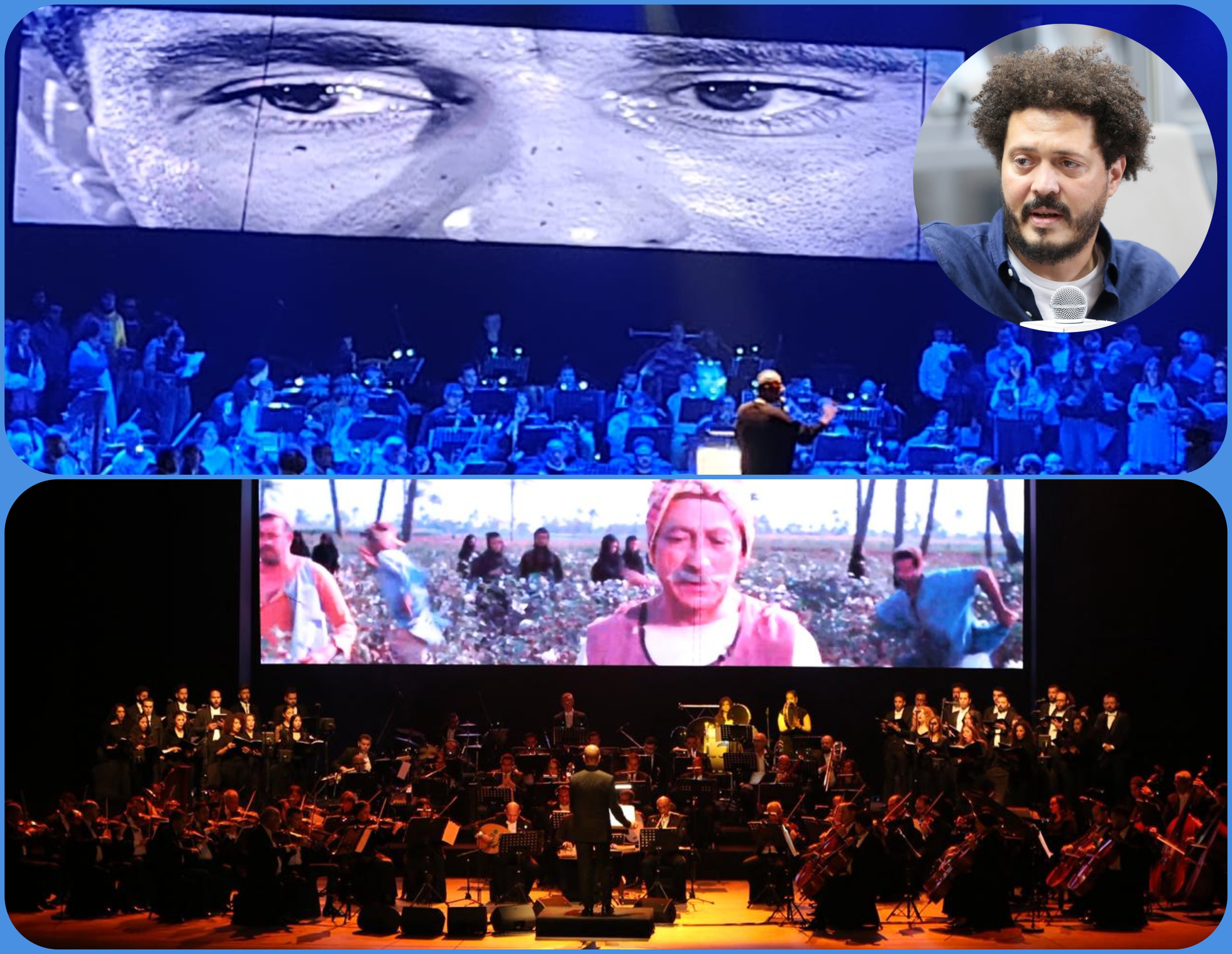 المخرج أحمد البوهي يقدم شاهين في عرض حدوتة مصرية المخرج أحمد البوهي يقدم شاهين في عرض حدوتة مصرية