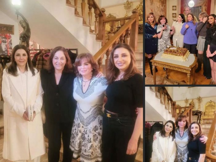 إلهام شاهين برفقة نجوم الفن 